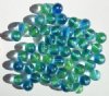 25 8mm Transparent Blue & Green Two Tone Round Glass Beads